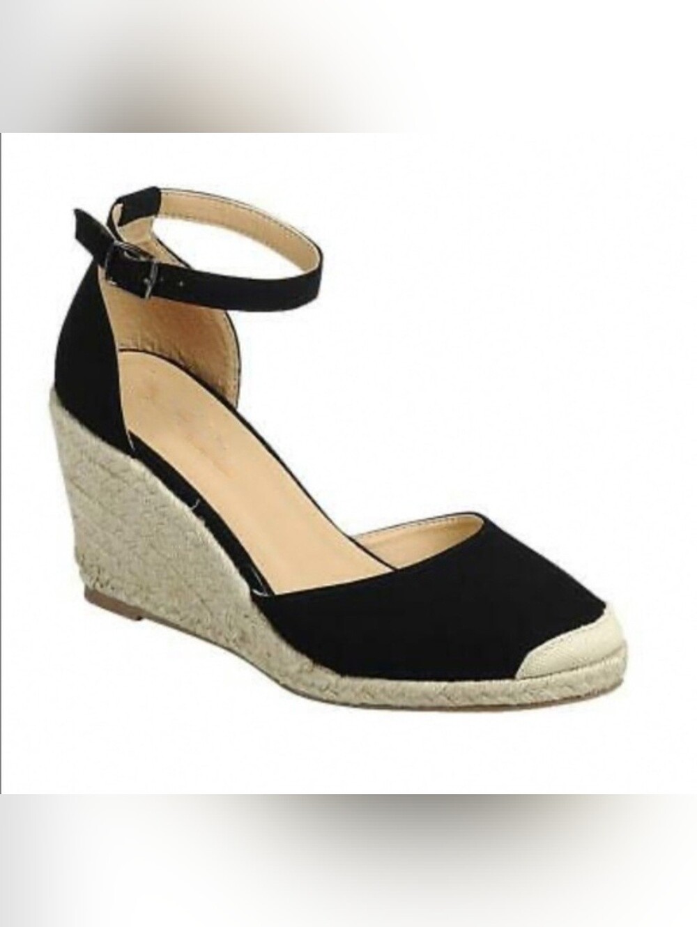 Aerosoles Martha Stewart Black Espadrille Wedge Ankle-Strap Shoes